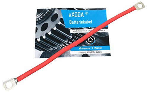 eXODA Batteriekabel 70 mm² 50cm M10 Kabelschuhe Rot - Hochwertiges Auto und Motorrad Kabel mit 99 Prozent Kupferanteil für beste Leistung bis 11290 Watt und lange Haltbarkeit