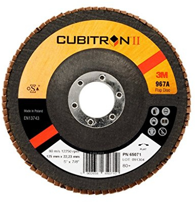 3M Cubitron II Fächerschleifscheibe 967A, 125 mm, 22,23 mm, 80+, flach, 10 Stück / Karton
