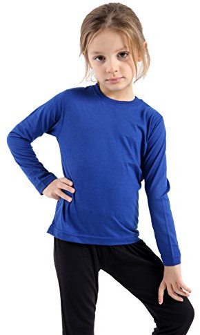 GW CLASSY OUTFIT Girls Boys Plain Long Sleeve School Basic Top School Cotton Kids T-Shirt Tops Crew Neck Uniform Jumper (7-8 Years, Royal Blue Crew)