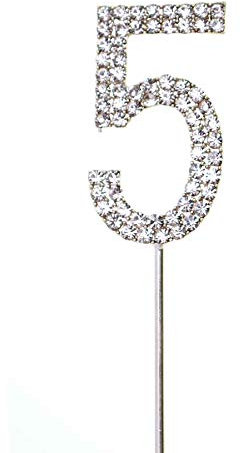 5 Silver Diamond Sparkley Cake Topper Number Year For Mans Boys Womens Girls Birthday Anniversary Party Decorations