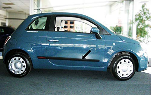 Spangenberg Baguettes de protection latérales noires avec logo rouge pour Fiat 500 à partir de l'année de construction 10.2007 H25 (3700225).