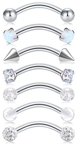 Briana Williams 7stk Piercing Augenbrau Nase Lippe Tragus Helix Knorpel Daith Stecker Ring 8mm Edelstahl 1,2mm Silber