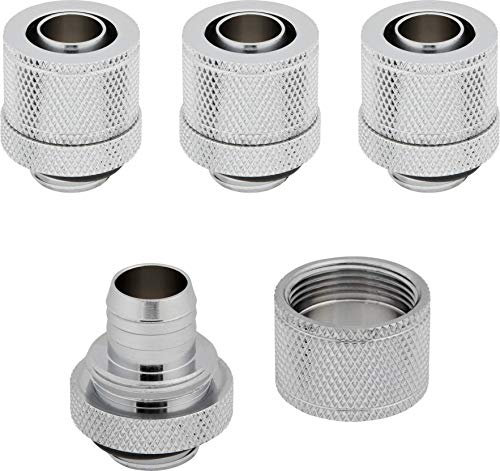 Corsair Hydro X Serie, XF Compression DI/DE 10/13 mm, Confezione da Quattro Raccordi (BSPP G1/4 Filettaturam, Ottone Massiccio Durata, Tenuta Estrema, Compatibilità con di Adattatori Hydro X) Cromato