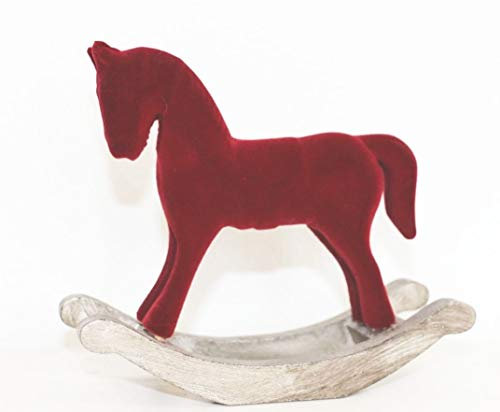 TF Schaukelpferd dunkelrot Tischdeko rot braun Weiss Weihnachtsdeko Shabby Chic Nostalgie Weihnachten Kamindeko Raumdeko