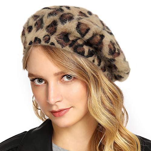 Glamorstar Damen Leopard Barett Vintage Hut, Leoparden-Print, Einheitsgröße