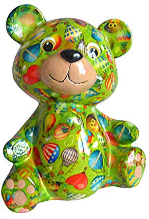 Spardose Bär grün Ballon Pomme Pidou Sparbüchse Teddy Sparschwein Geldgeschenk Geschenk