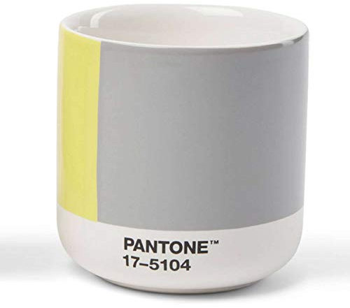 Pantone doppelwandiger Porzellan-Thermobecher Cortado, ohne Henkel, 190ml, CoY 2021 Illuminating 13-0647 & Ultimate Gray 17-5104, in Geschenkbox einzeln, CoY2021, 101062021