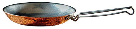 Sertodo Copper Sartén de 8 pulgadas de diámetro, cobre puro, calibre pesado, martillado a mano, asas de acero inoxidable patentadas