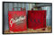 artboxONE Poster mit schwarzem Rahmen 75x50 cm Reise Rote Benzinkanister - Bild Motorsport Automobil autorennen