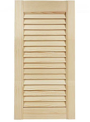 DecoMeister Lamellentüren aus Holz 294x606 mm Massivholz Lamellentür Holztür Schranktür mit offenen Lamellen für Kleiderschrank Möbelfronten Einzeln