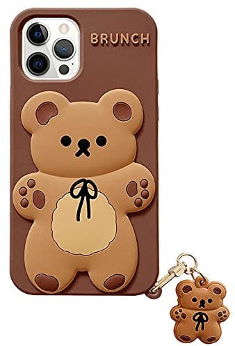 Yatchen Kawaii Phone Cases Apply to iPhone 11,Cute Cartoon Bear Phone Case with Keychain Teddy Bear Phone Case 3D iPhone 11 Case Soft Silicone Shockproof Cover for Women Girls