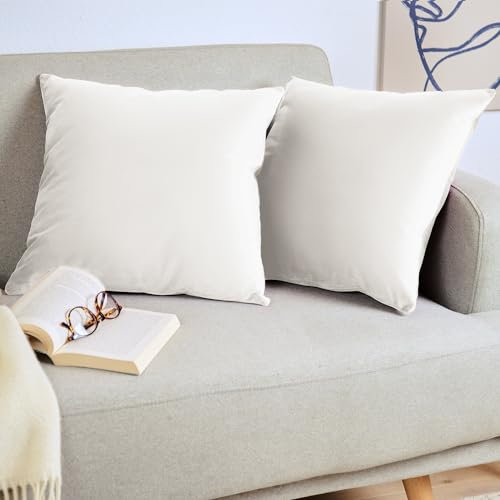 Blumtal 2er Set Kissenbezug 50x50 cm Weiß - dekorativer Samt Kissenbezug mit verstecktem Reißverschluss, Kissenhülle für Zierkissen Deko-Kissen Polster Sofakissen & Couchkissen, waschbar