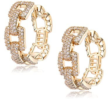 Multi-Farben Kristall oval Reifen Ohrringe für Frauen 925 Sterling Silber Post kleine Perle CZ Strass Reifen Ohrringe für Frauen (White)