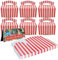SOL 20pk Red & White Striped Party Boxes for Kids - Food Boxes for Snacks, Treats & Cake, Easy to Assemble, Lightweight with Handles, Perfect for Birthdays, Picnics & Celebrations