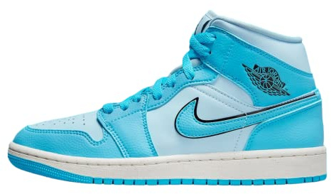 NIKE WMNS Air Jordan 1 Mid Basketballschuh für Damen, Ice Blue Dk Powder Blue Black, 36 EU
