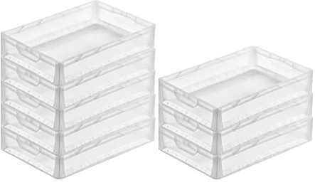 PROREGAL SuperSparSet 8x Transparenter Eurobehälter LightLine mit offenem Griff | HxBxT 12x40x60cm | 24 Liter | Eurobox, Transportbox, Transportbehälter, Stapelbehälter
