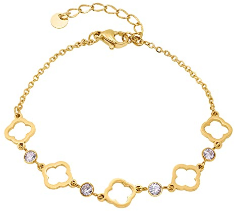Heideman Armband Damen Edelstahl gold mit Stein weiß | Elegantes Geschenk zum Geburtstag oder Jahrestag für Freundin oder Partnerin, hautfreundlich und alltagstauglich.