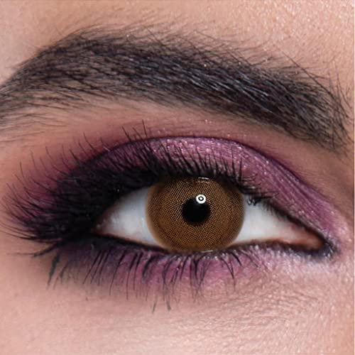 LA' BELLA farbige Kontaktlinsen PIXIE BROWN – MILANO SERIE, stark deckende Monatslinsen für 3 Monate, Intensiv Braune Farblinsen, perfekt für dunkle Augen - 1 Paar, Ohne Linsenbehälter