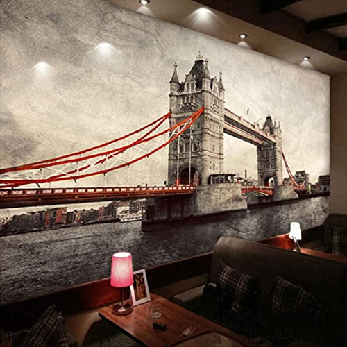 Self-Adhesive Murals Wall Wallpaper London Bridge England 3D Effect Including Paste Living Room Office Bedroom Children'S Room Dining Room Corridor Wall Poster Wall Art Decorative Wa 350(W)x256(H)cm