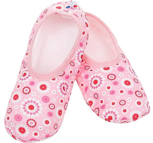 Snoozies! Travel Skinnies Animal Designs Super Soft Womens Slippers with Non-Slip Sole - Ladies sizes from 3-7 (Floral, medium)