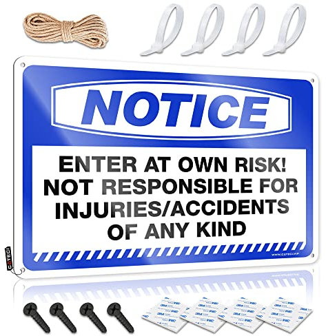 Door Signs For Bedroom Notice Enter At Own Risk!Not Responsible For Injuries/Accidents Of Any Kind Tin Sign Funny Bar Decor Fun Stuff (Size : 20X30CM)