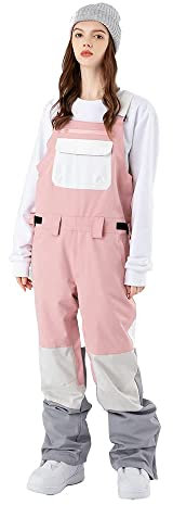 ALSOGO Damen Skihose Winter wasserdichte Winddicht Einstellbare Verschleißfeste Lätzchen Wandern Klettern Isolierte Ski Hosen Pink02 XL