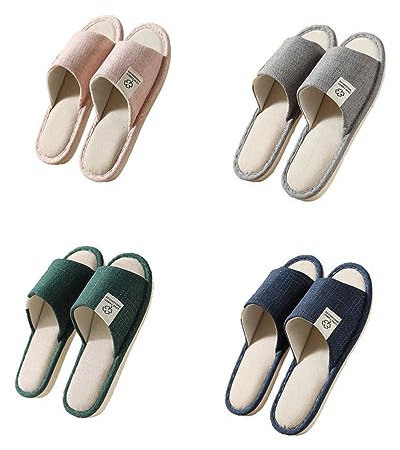 Teceyfeet 4 Paia Ciabatte Ospiti Lavabili Unisex in Spugna - Pantofole da Casa, Spa, Hotel e Viaggio - Antiscivolo