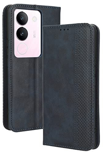 XINNI Housse pour Telephone Vivo V29 5G Etui, PU/TPU Retourner Cuir Coque Magnétique Portefeuille, Bleu
