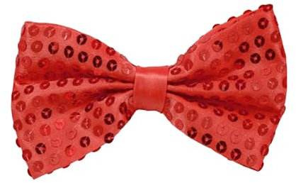 TrendandStylez Pailletten Fliege, rot, 9 x 12cm, verstellbar, für Damen und Herren, Glitzer Accessoire, Fliege für Karneval
