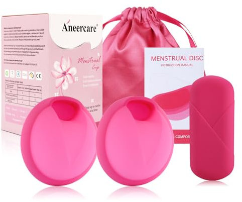 FENYW Disque menstruel, Disque périodique, Coupe Menstruelle Durable, Cup menstruelle, souple réutilisable en silicone médical, disques menstruels tampons souples alternatifs (Rose, S+L)