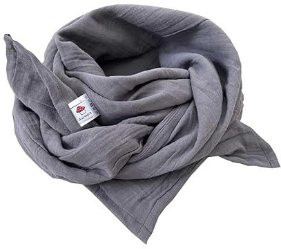 Glückspilz I Musselin Tuch Damen | Musselin Schal Damen | 130 x 130 cm | Schals & Tücher für Damen | Baumwolle | Musselintuch | XXL | Anthrazit
