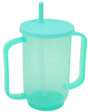Gobelet à Boire de 350 Ml pour Adultes Handicapés avec Paille, Anti-déversement, 2 Poignées, Gobelet D'alimentation de Convalescence pour Patients Handicapés, Personnes âgées,