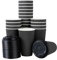 8 oz Black Disposable Kraft Paper Ripple Cups with Lids - Pack of 300 Insulated Triple Wall Takeaway Drinking Cup - Great for Coffee, Tea, and Hot Drinks - Reusable, Leak Proof Travel or Office Cups