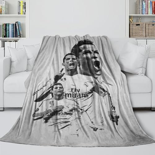 Ronaldo Flauschige Decke - Fußball Waschbare Flanell Decke Für Kinder Jungen Mädchen Jugendliche - Bett Sofa Büro Krippe - Weihnachten Geburtstag Geschenk Idee 60x80inch(150x200cm)