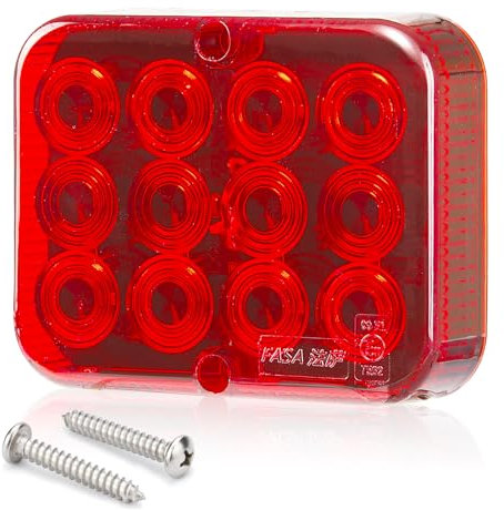 D-TECH 1 x Piloto antiniebla trasero rojo remolque impermeable 12v, Luces antiniebla LED para remolque, Faro antiniebla posterior LED homologada, IP67, Luz antiniebla rojo