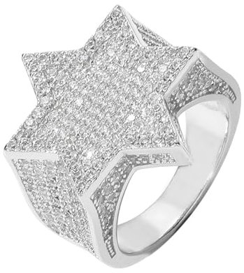 GleaMora Hip Hop Punk Ring Pentagramm Sechseckiger Ring Persönlichkeit für Männer Weihnachten Ins Stil Einfache lässige trendige Schmuck Party Geschenk