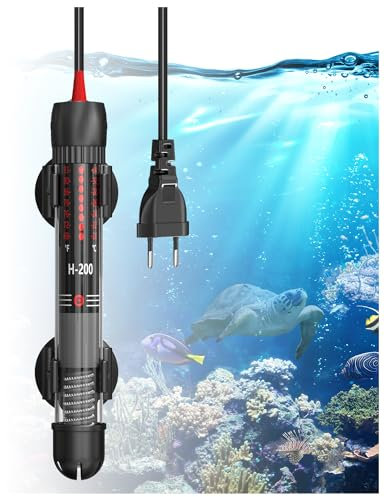 GlowUp Chauffage D'Aquarium 50W, Chauffage en Verre Submersible Température Réglable Chauffe-Aquarium avec Ventouse Thermomètre Intégré Régulateur de Température Externe pour Aquarium 20L-60L