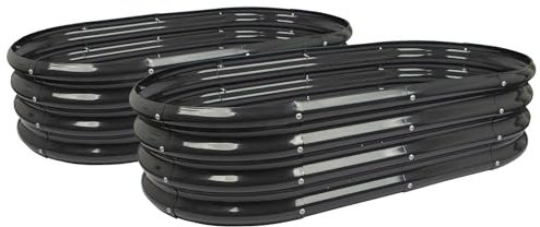 Harbour Housewares 2X Anthrazit 120cm x 60cm Gerundet Galvanisierter Stahl Hochbeet für den Garten - Groß Draussen Gemüse Wachsen Pflanzer Trog Kasten