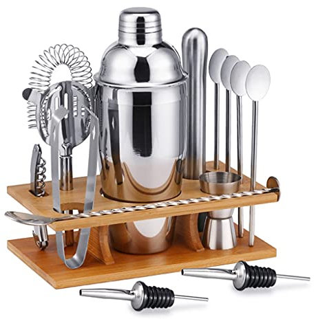 Juego de coctelera de 14 Piezas, Juego de Barman de Acero Inoxidable, Mezclador de Bebidas, Barman, BrowserKit, Juego de Barras, Accesorios para Herramientas