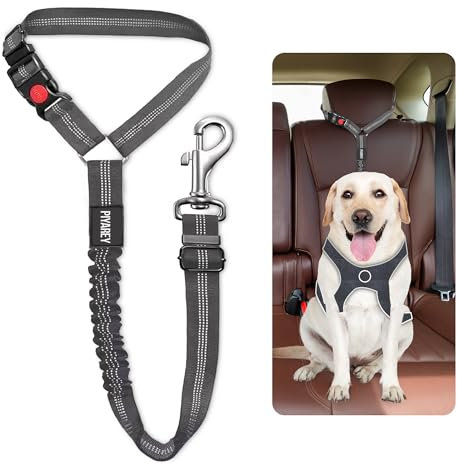 Seat Belt Dogs For Cars Uk Headrest Dog Car Seat Belt Adjustable Dog Car Harness Pet Seatbelt Anti Shock Elastic Puppy Restraint Strong Leash Leads For Dogs Safety (GREY)