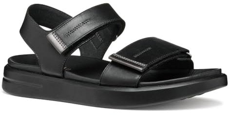 Geox Femme D XAND 2S E Sandale, Black/Gun, 39 EU