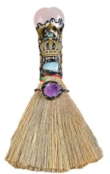 jileijar Witch Broom Crystal Witch Wiccan Altar Broom, Halloween Hanging Props Cosplay Reiki Broomstick Handmade Broomstick, For Clea