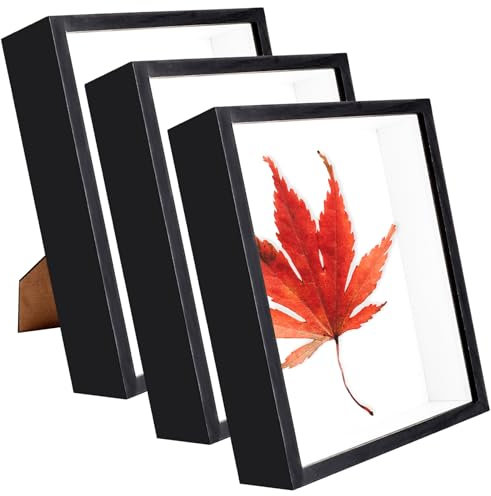 CYEER 3 Stück 3D Bilderrahmen zum Befüllen 20x25CM, Bilderrahmen Tief zum Befüllen, Rahmen Tief für Objekte, Fotos, Hochzeitsstrauß, DIY Erinnerungsstücke, Deko Wand (Schwarz)