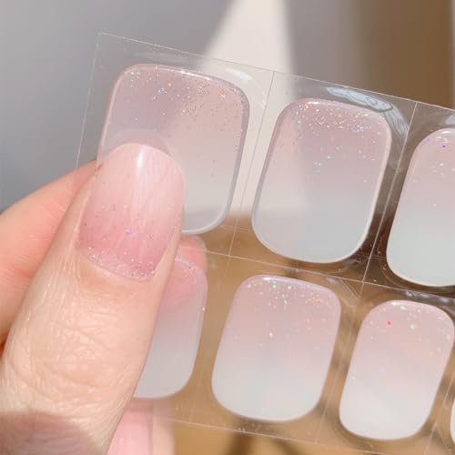 DANNI & TONI 28Pcs Vernis Autocollant Ongle Gel UV Strips,Gel Nail Stickers,Nail Art Auto-Adhésif Ongle,Adesivi per unghie in gel