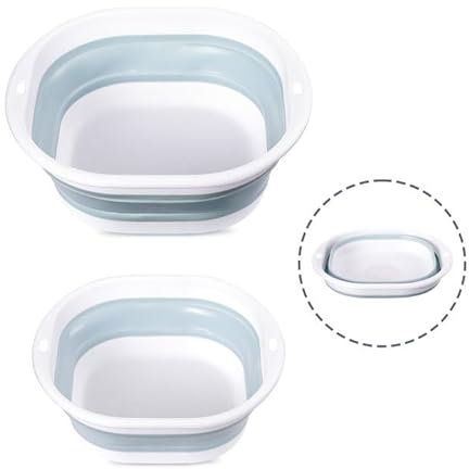 Cretosou 2 Pièces Bassine Pliable Bol à Vaisselle Pliable, Seau Pliant Bassin de Lavage Portable Bassine Retractable Camper Van Accessories, Lavabo de Voyage Polyvalent Pour La Cuisine de Camping