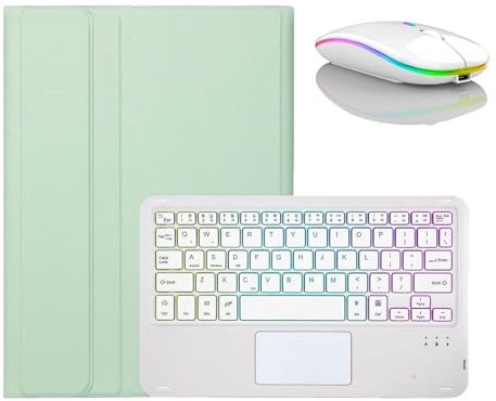 JZCZMCE Funda con Teclado para Xiaomi Mi Pad 6/6 Pro 11 2023, Contiene Ñ, Soporte para Lápices Incorporado, Teclado Inalámbrico Retroiluminado Magnético Extraíble con Ratón Bluetooth,Verde