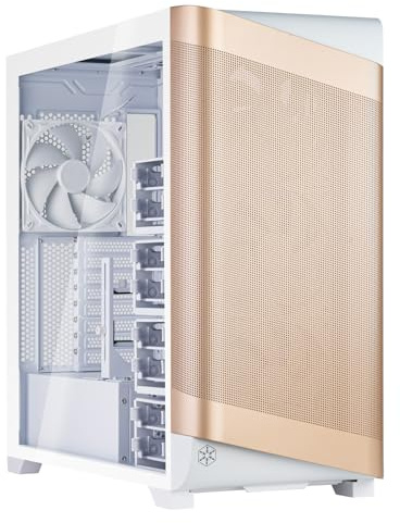 SilverStone Technology SETA A2 EIN wahrhaft starker Luftstrom: außergewöhnlich vielseitiges Mid-Tower-Gehäuse, Roségold, Weiß, SST-SEA2Y-GWG