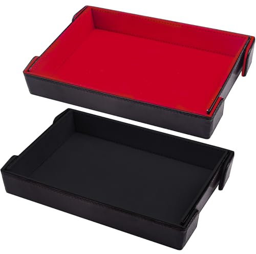 SIQUK 2 Piezas Tablero de Dados Magnético Bandeja de Dados Rectangular Tablero de Dados Plegable Dice Tray para DND RPG (Negro, Rojo)