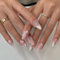 JUSTUSNX 24pcs 3D Almond Fake Nails White Bow False Nails Long French Press on Nails for Women and Girls