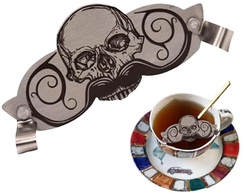 Siuwddee Mustache Drink Guard Skull Design Mustache Guard Drink Attachment Moustache Drinking Protector Decorative Drinking Supplies for Coffee Cups, Beer Tea Cups 7.5x3cm